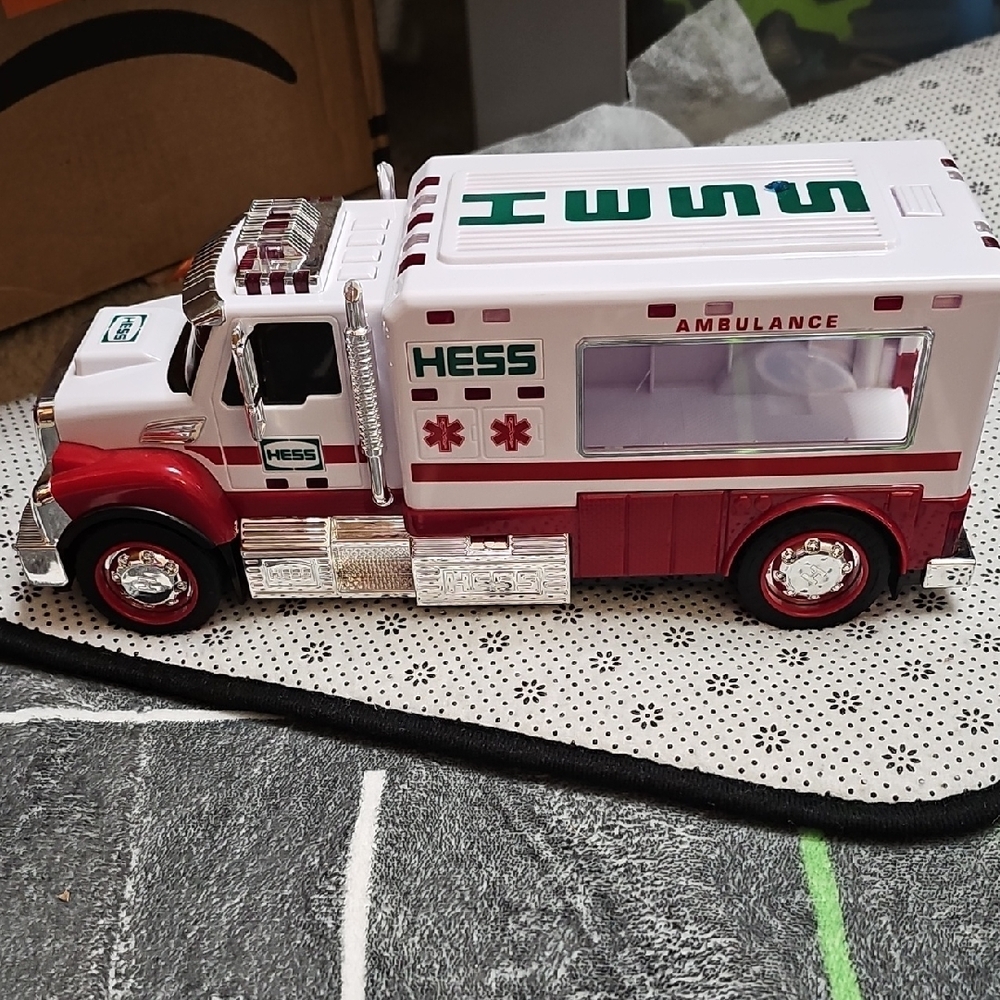 White and Red Emergency Vehicle Toy